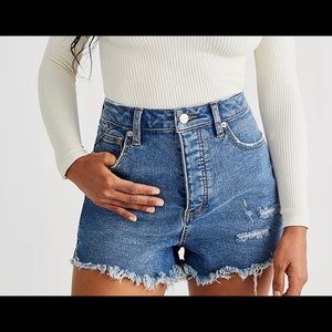 We The Free CRVY Vintage High-Rise Shorts in Lolita Blue Size 26
